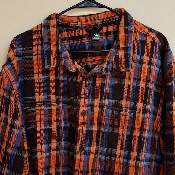cotopaxi Other - Cotopaxi Flannel Mens XL Orange Blue Plaid Mero Button Up Organic Cotton Hiking